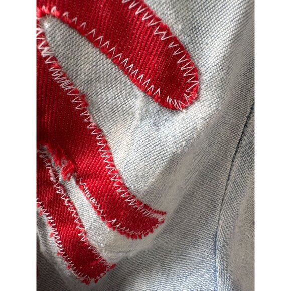 Vintage Oxmoor Light Wash Denim Pants Womens Size 9 Embroidered Hand Patch Wide - Picture 9 of 16